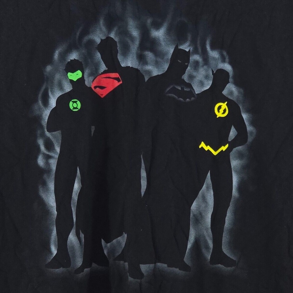 Justice League Halo Graphic Print T Shirt Mens 2XL 90s Style Nerd Retro Geek